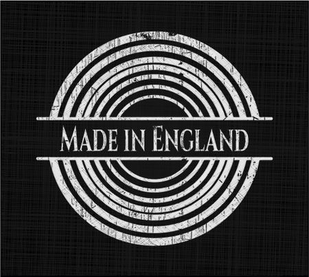 Made in England chalk emblem written on a blackboard