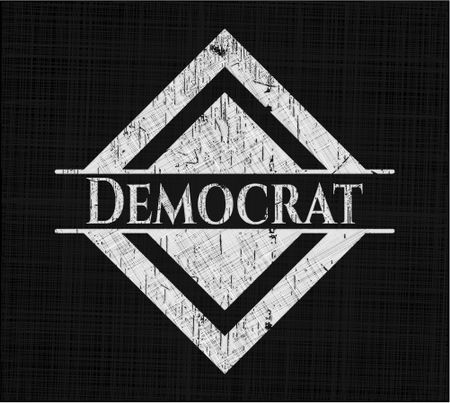 Democrat chalk emblem written on a blackboard