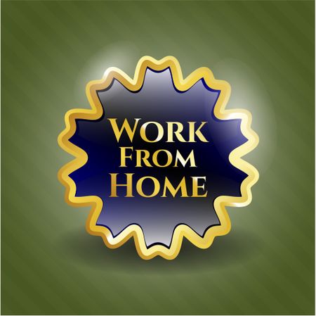 Work From Home golden badge or emblem