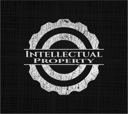 Intellectual property chalk emblem written on a blackboard
