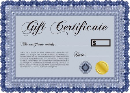 Vector Gift Certificate template. Vector illustration. With complex linear background. Excellent complex design. 