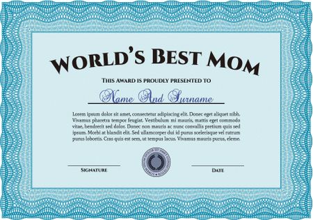 Best Mother Award. Beauty design. Border, frame. With linear background. 