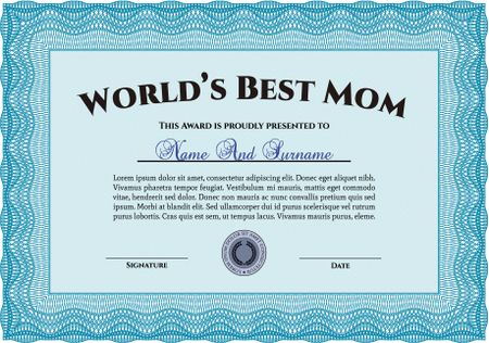 Best Mother Award. Beauty design. Border, frame. With linear background.