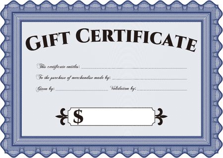 Gift certificate template. Beauty design. Border, frame. With linear background. 