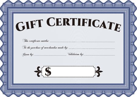 Gift certificate template. Beauty design. Border, frame. With linear background.