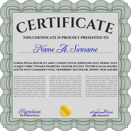 Sample Certificate. Vector pattern that is used in money and certificate. Artistry design. With quality background. Green color.