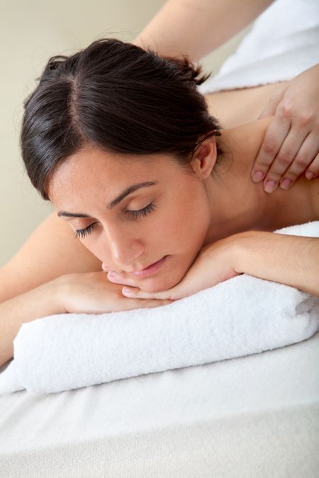 Woman getting a massage on her back