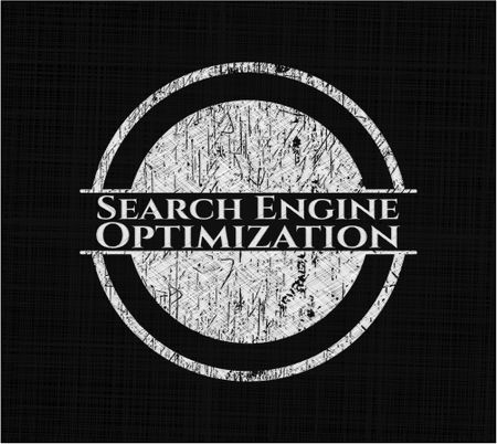 Search Engine Optimization chalk emblem, retro style, chalk or chalkboard texture