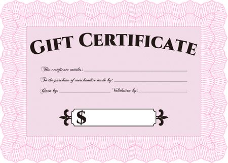 Retro Gift Certificate template. With linear background. Beauty design. Border, frame. 