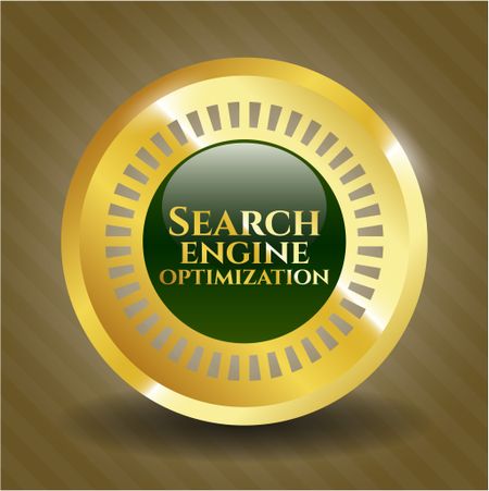 Search Engine Optimization golden emblem or badge