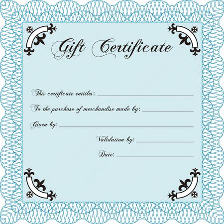 Modern gift certificate. Sophisticated design. With great quality guilloche pattern.