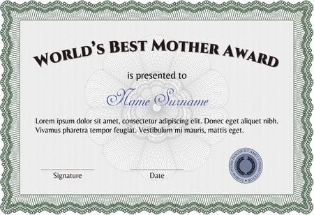 Best Mom Award. Border, frame. Superior design. With quality background. 