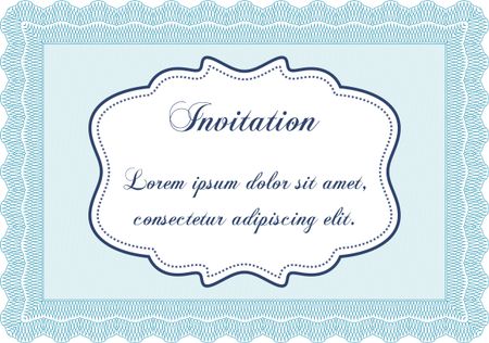 Vintage invitation template. With guilloche pattern and background. Vector illustration. Excellent complex design. 