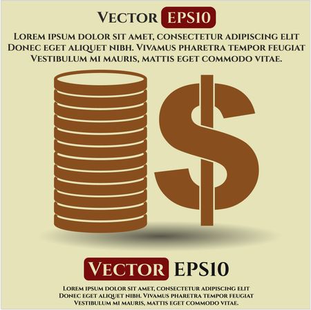 Stack of coins vector icon or symbol
