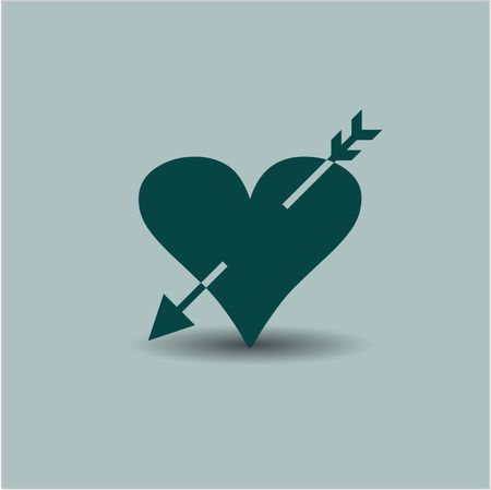 Heart with arrow vector icon or symbol