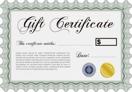 Vector Gift Certificate. Excellent design. Customizable, Easy to edit and change colors. With complex background. 