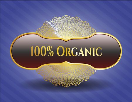 100% Organic golden emblem or badge