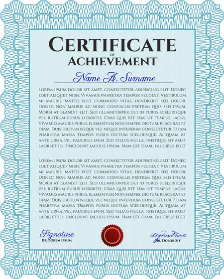 Certificate template or diploma template. Vector pattern that is used in currency and diplomas.Complex background. Superior design. Light blue color.