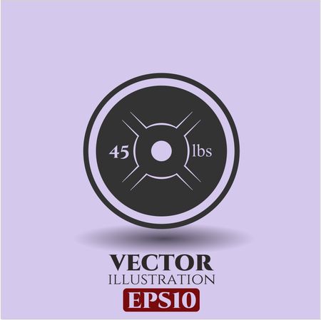 Weightlifting or powerlifting plate (45 lbs) vector icon or symbol