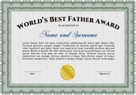 Best Father Award. Border, frame. With complex linear background. Artistry design. 