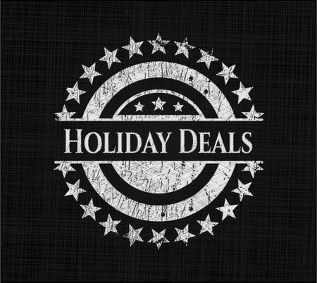 Holiday Deals chalk emblem, retro style, chalk or chalkboard texture