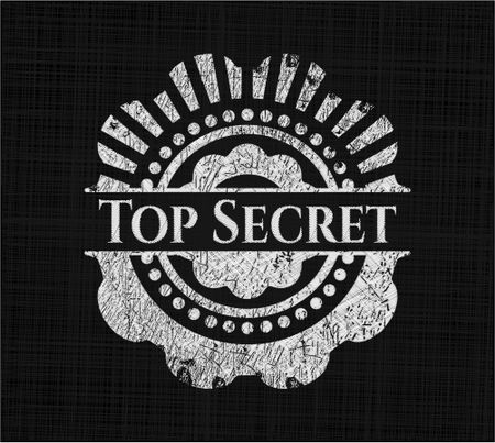 Top Secret chalk emblem, retro style, chalk or chalkboard texture