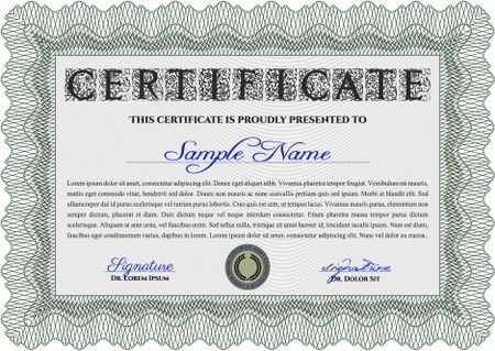 Green Certificate. Detailed. Printer friendly. Complex design.