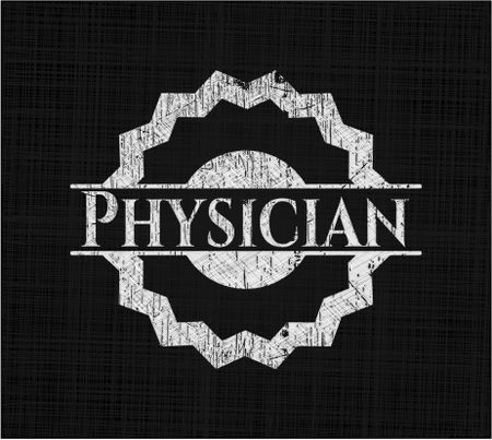 Physician chalk emblem, retro style, chalk or chalkboard texture