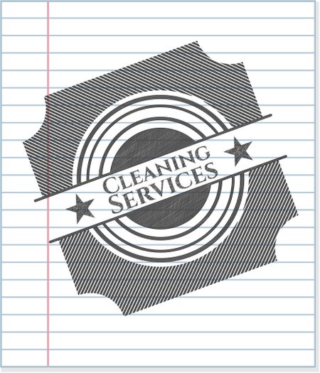 Cleaning Services emblem draw with pencil effect
