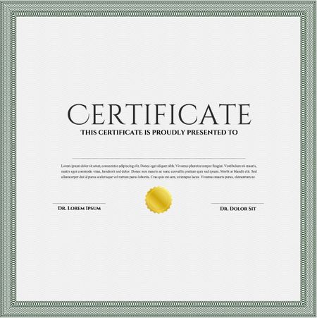 Diploma template or certificate template. Complex background. Beauty design. Vector pattern that is used in currency and diplomas.Green color.