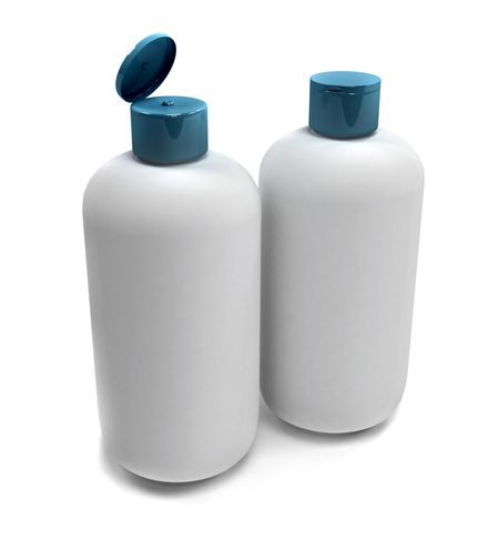Couple of bathroom bottles isolated over a white background