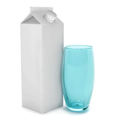Carton of milk and a glass isolated