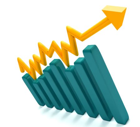 Business graphic showing growth isolated over white