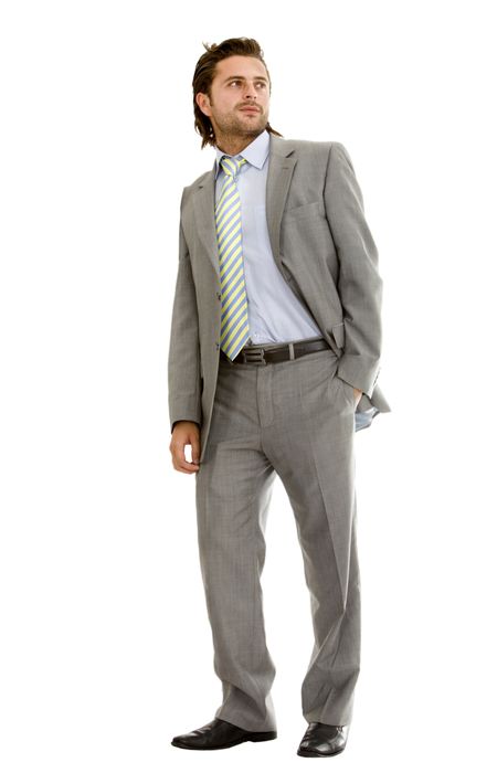 Handsome fullbody Business man isolated over white