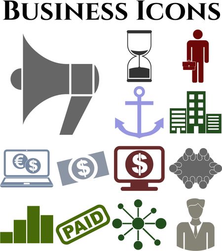 13 icon set. business Icons. Universal and Standard Icons.