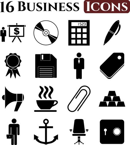16 icon set. business Icons. Universal and Standard Icons.