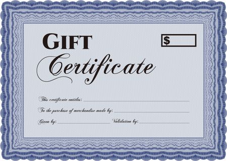 Formal Gift Certificate. Lovely design. Customizable, Easy to edit and change colors. Complex background.