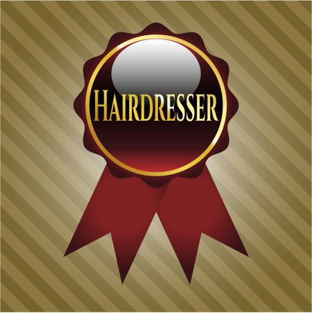 Hairdresser gold shiny badge