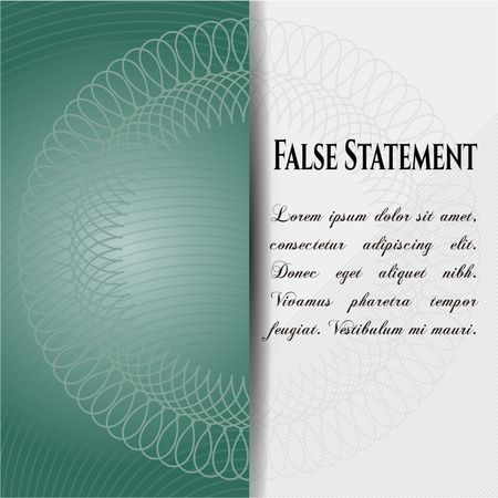 False Statement card or banner