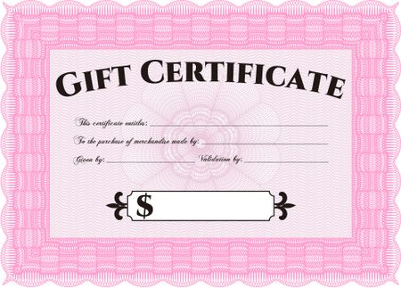 Gift certificate template. Printer friendly. Detailed. Complex design. 