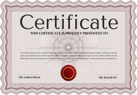 Red Certificate template or diploma template. Vector pattern that is used in currency and diplomas.Superior design. Complex background.