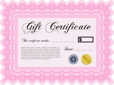 Gift certificate. Detailed. With background. Cordial design. 
