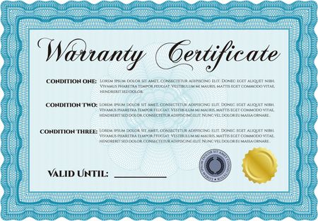 Warranty template or warranty certificate. 
