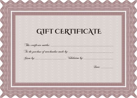 Gift certificate template. Border, frame. Superior design. With quality background.