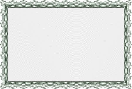 Awesome Certificate template. Money Pattern. With great quality guilloche pattern. Award. Green color.