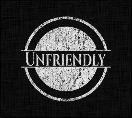 Unfriendly chalk emblem, retro style, chalk or chalkboard texture