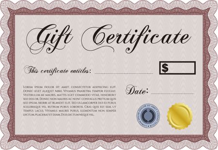 Gift certificate template. Superior design. Border, frame. With quality background. 