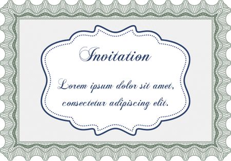 Vintage invitation. With guilloche pattern and background. Vector illustration. Excellent complex design. 