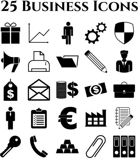 business icon set. 25 icons total. Quality Icons.
