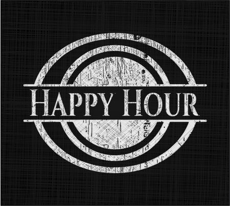 Happy Hour written with chalkboard texture